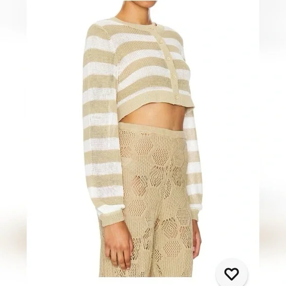 NWT WeWoreWhat Women's Striped Crochet Cardigan Crop Knit Top M $98 - Picture 2 of 8
